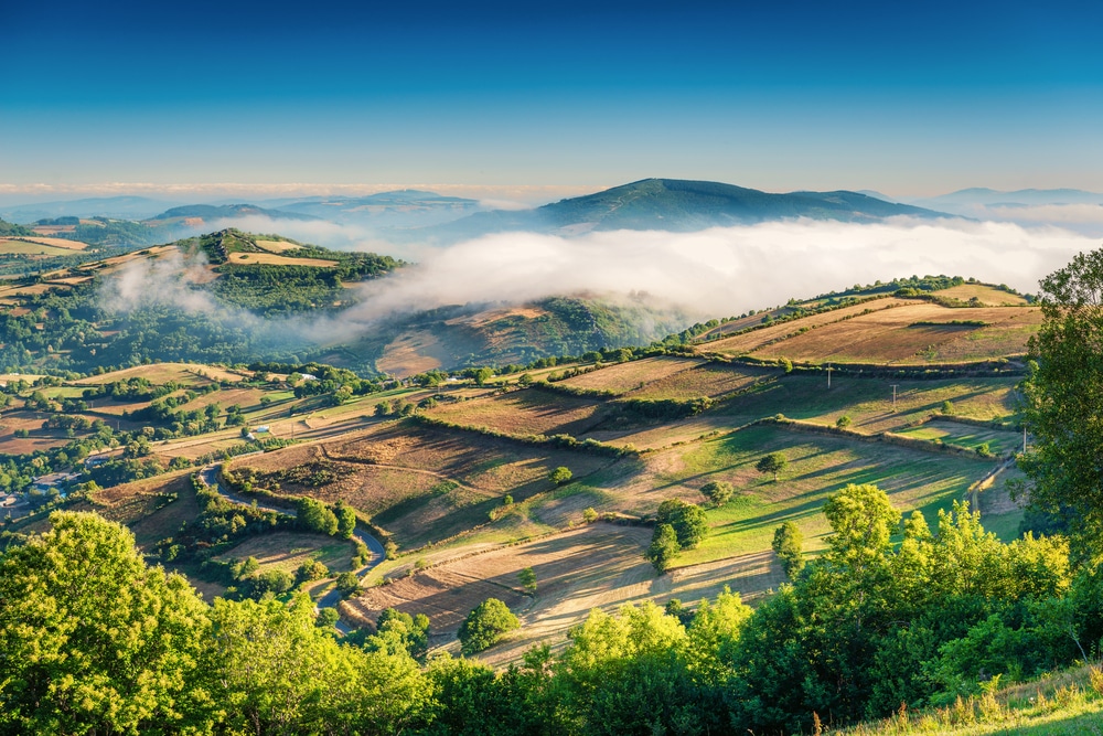 foggy landscape galicia spain