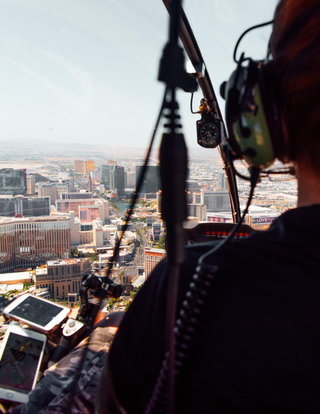 Bird eye view of city from helicopter