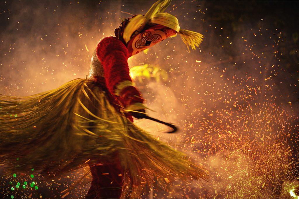 regional folklore festival dance around fire sparks