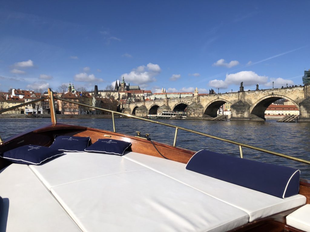 Charles Bridge and Prague Castle seen from the river