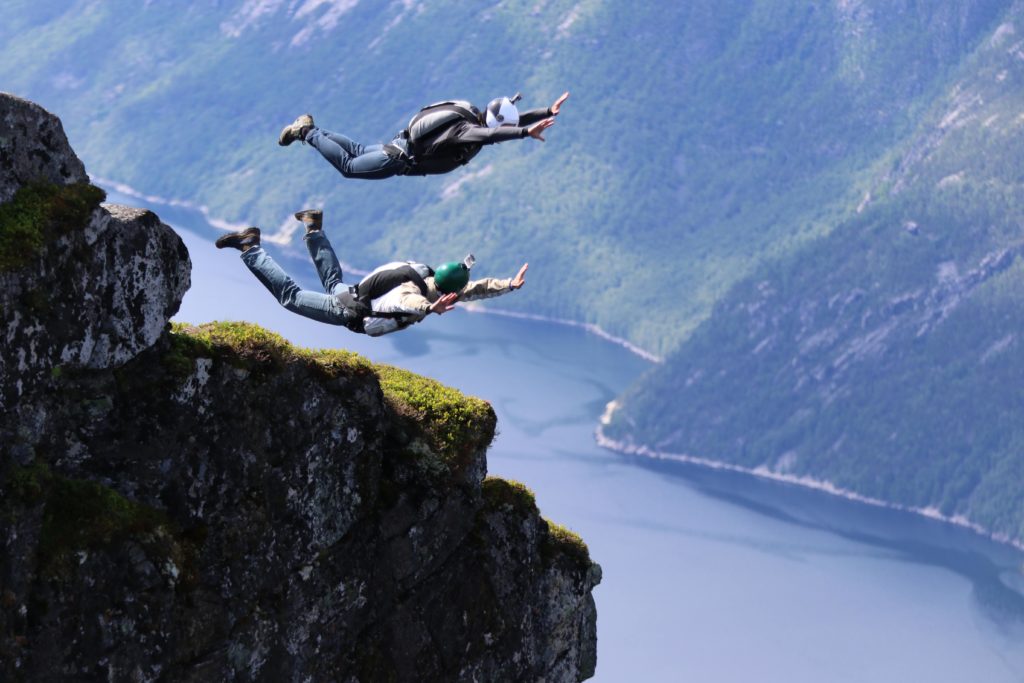 Get your adrenaline pumping with base jumping in Kjerag, Norway
