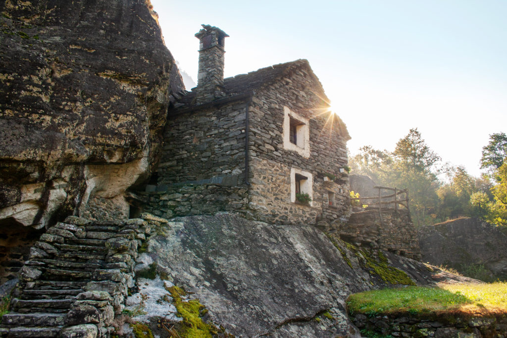 The rural village of Sabbione in the Bavona Valley on the italian speaking part of Switzerland.