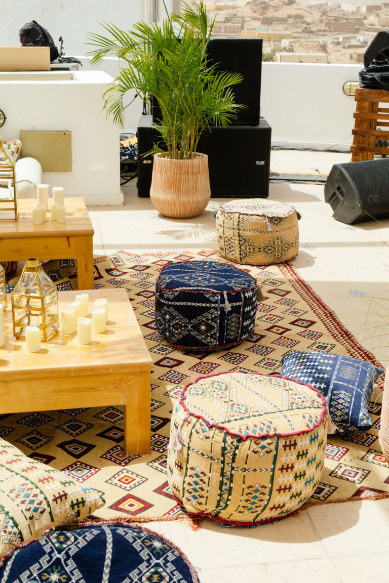 The location featered nice decoration with pillows and carpets.