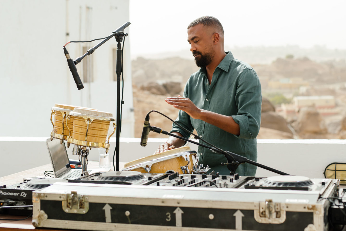A DJ plays drums during a party in Egypt.