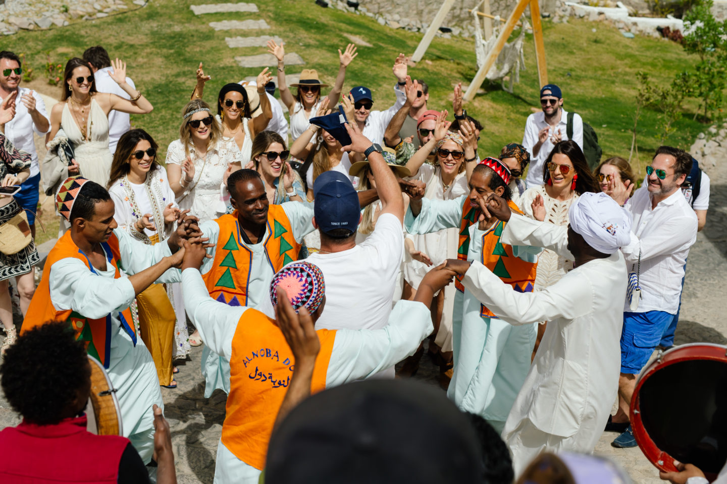 Guests dance with the locals during an event in Egypt.