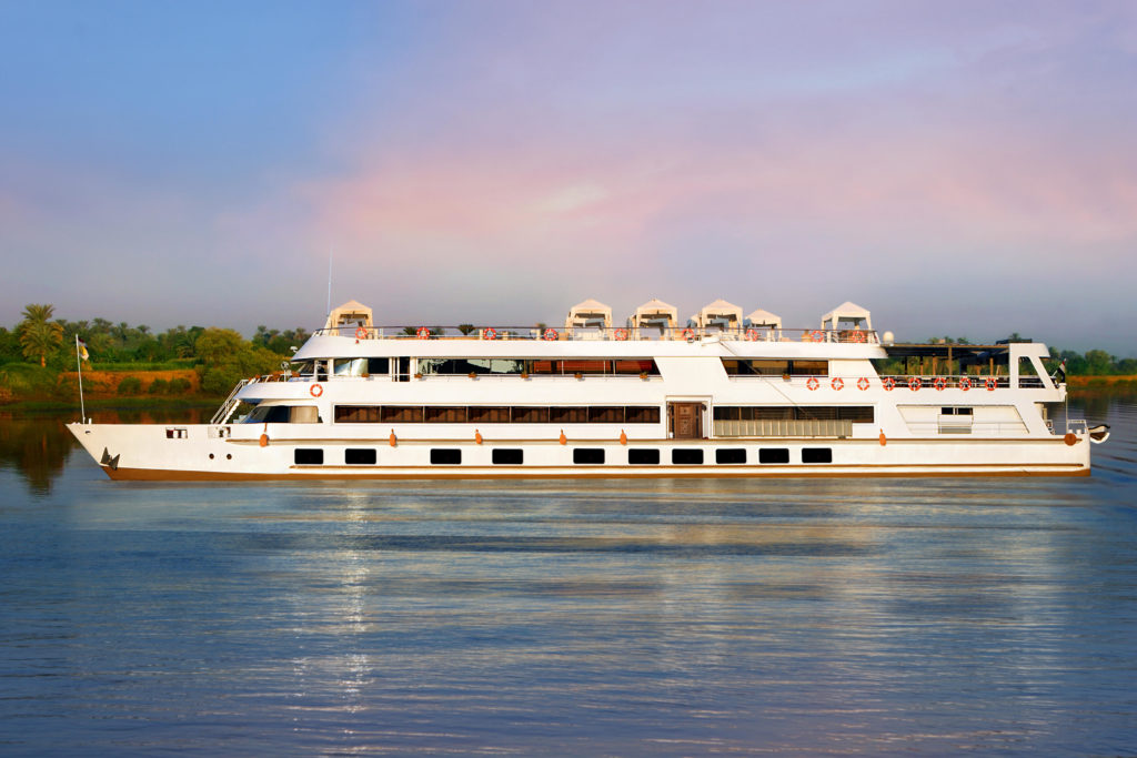 The boat Sanctuary Sun Boat III floats on the Nile.