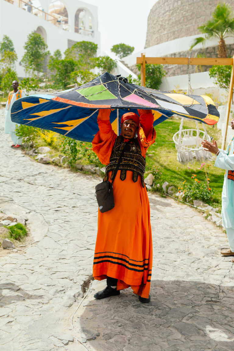 A man performs a Tanoura performance, an Egyptian folk dance, during a private event.